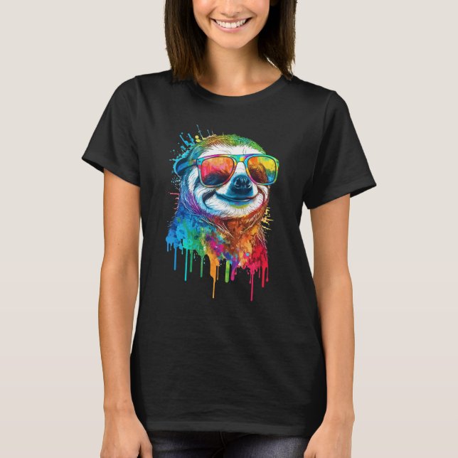 Camiseta Artistic Colorful Pop painted Sloth (Frente)