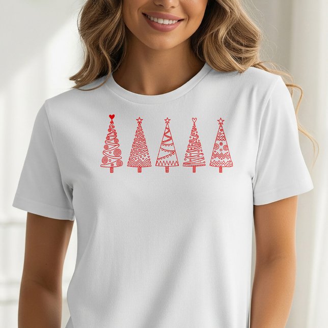 Camiseta Artistic Line Art Christmas Trees Holiday Tee (Criador carregado)