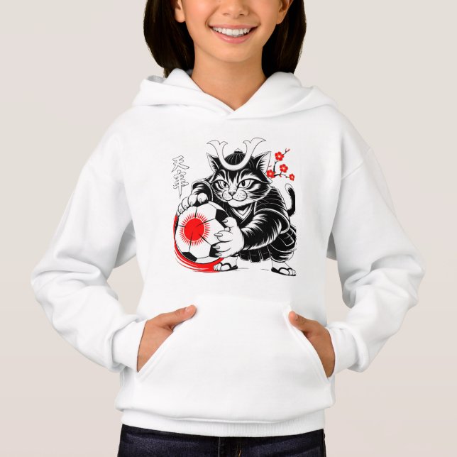 Camiseta Artistic Samurai Cat Japan Soccer for Football fan (Frente)