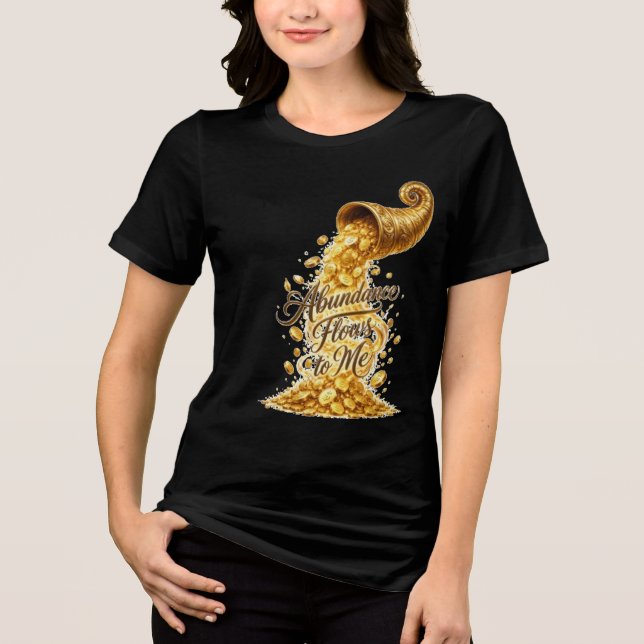 Camiseta Artística Abundância Dourada Flui para Mi (Frente)