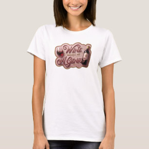 Camiseta Artística Dourada O VINHO ME TORNA UM GÊN