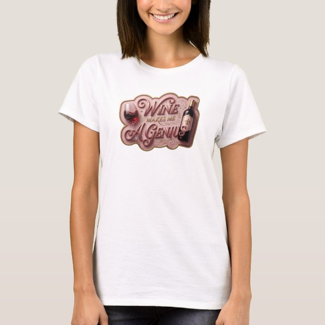 Camiseta Artística Dourada O VINHO ME TORNA UM GÊN (Frente)