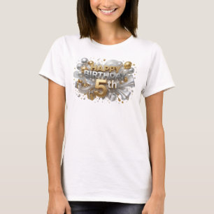 Camiseta Artística Laranja FELIZ ANIVERSÁRIO 5º St