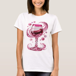 Camiseta Artística Prata COPO DE VINHO ROSA Statem