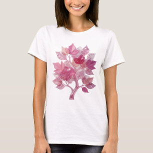 Camiseta Artística Silver PINK LEAF TREE Slogan