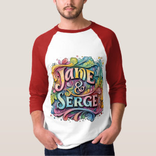 Camiseta Artístico Colorido "JANE & SERGE" desenhado À Mão