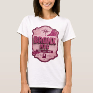 Camiseta Artístico Rosa BRONX NYC NASCIDO CONSTRUÍDO OUSADO