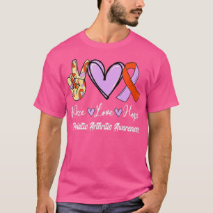 Camiseta Artrite Psoriática Paz Amor Lavanda Esperança Oran