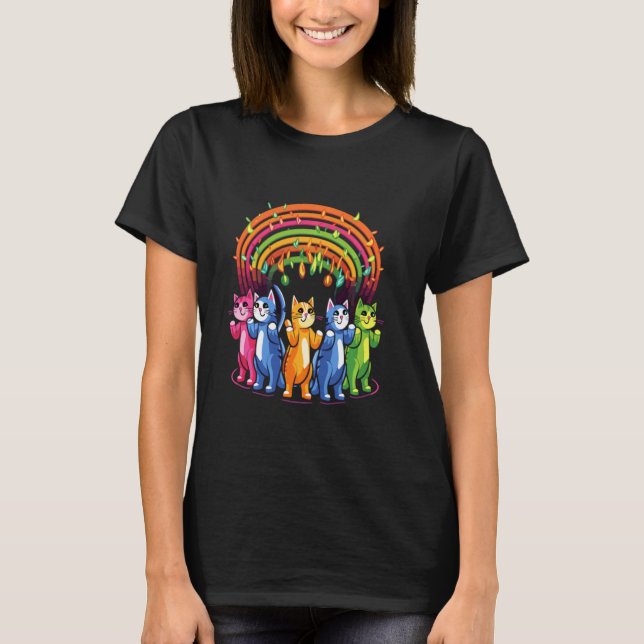 Camiseta Arty Festival Rainbow Cat Rave (Frente)