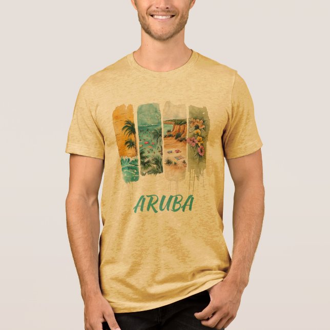 Camiseta Aruba em design de pincelada (Frente)