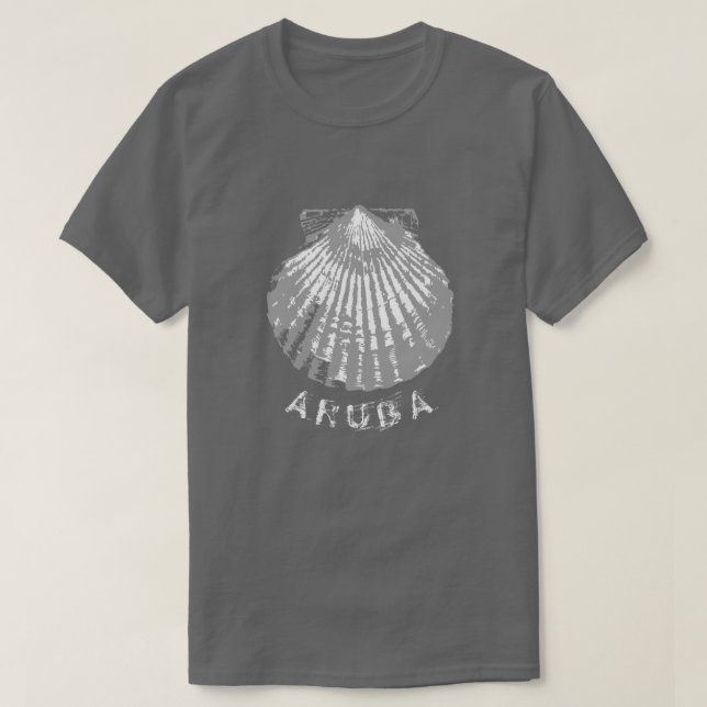 Camiseta Aruba seashell angustiado (Frente do Design)