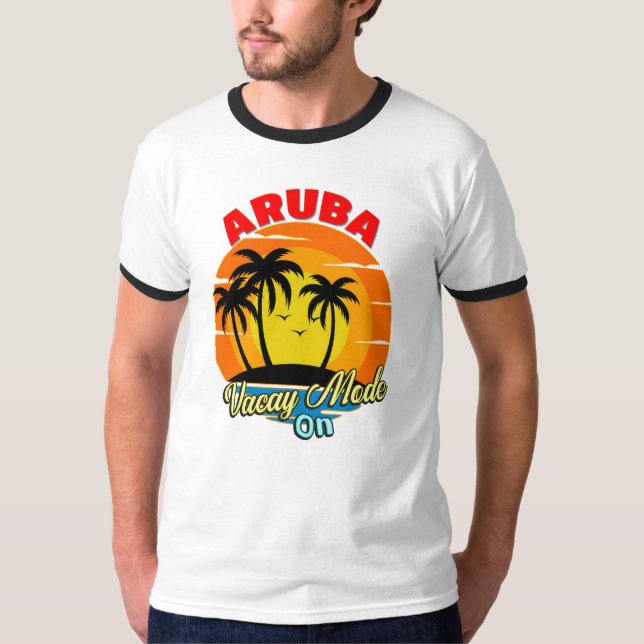 Camiseta Aruba Vacay Mode On Family Group Match Viagem   (Frente)