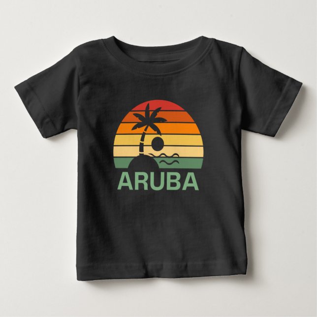 Camiseta Aruba Vintage Palm Trees Summer Beach (Frente)