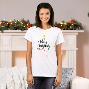 Camiseta Árvore abstrata minimalista Feliz Natal