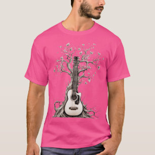 Camiseta Árvore Acústica De Guitarra Da Natureza Da Música