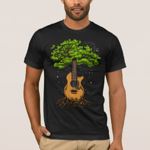 Camiseta Árvore Acústica De Guitarra Da Vida