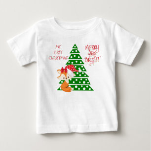 Camiseta Árvore adorável do Fox e de Natal
