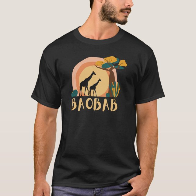 Camiseta Árvore africana Sun Giraffe Desert Baobab (Frente)
