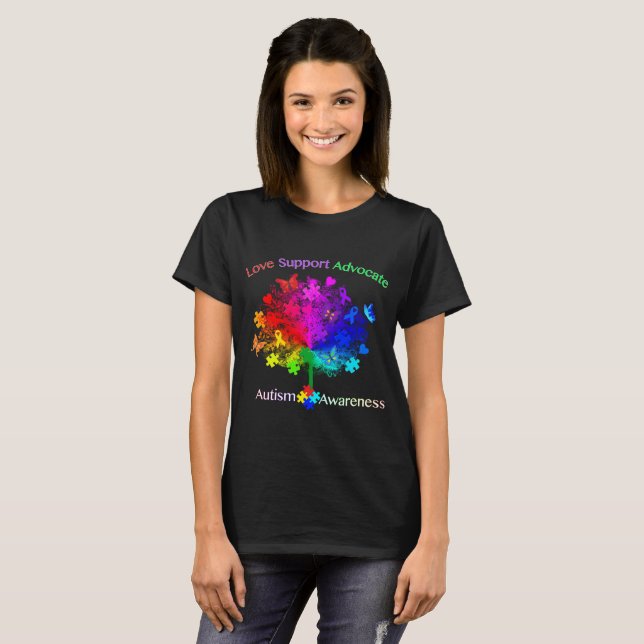 Camiseta Árvore Arco-Íris do Autismo (Frente Completa)