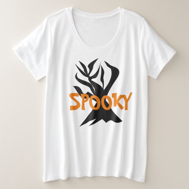 Camiseta Árvore Assustadora de Halloween Minimalista (Frente do Design)