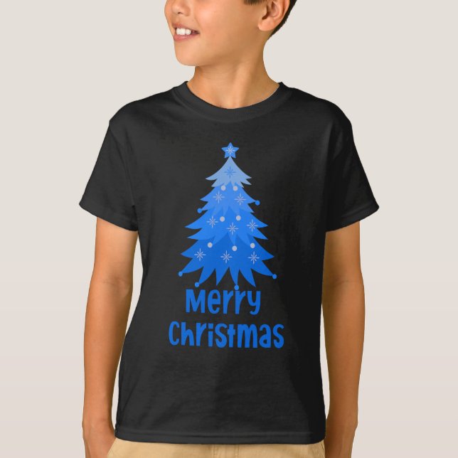 Camiseta Árvore Azul Feliz de Natal (Frente)