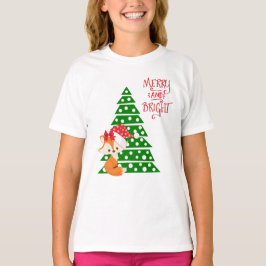 Camiseta Árvore bonito do Fox e de Natal