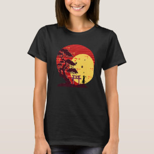 Camiseta Árvore Bonsai budista sunset, estética japonesa