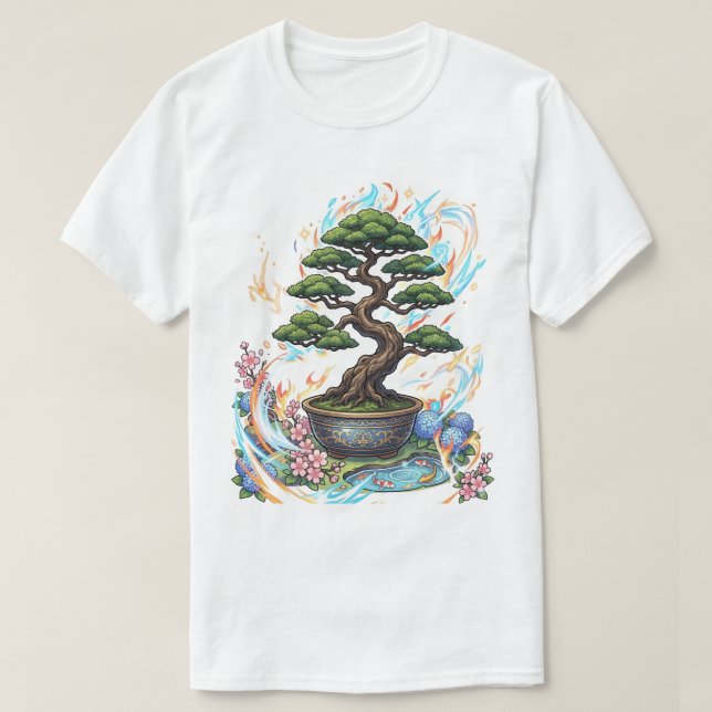 Camiseta Árvore Bonsai em Estilo Anime Gráfico. (Frente do Design)