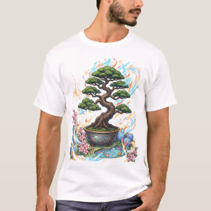 Camiseta Árvore Bonsai em Estilo Anime Gráfico.