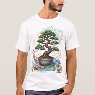 Camiseta Árvore Bonsai em Estilo Anime Gráfico.