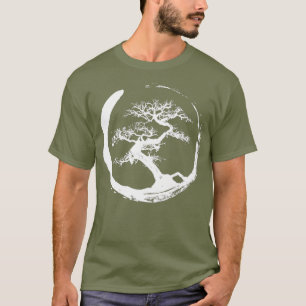Camiseta Árvore Bonsai legal e branca no círculo Enso