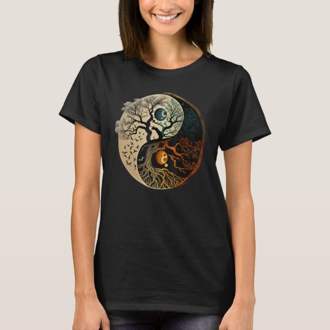 Camiseta Árvore Budista Espiritual Yin Yang (Frente)
