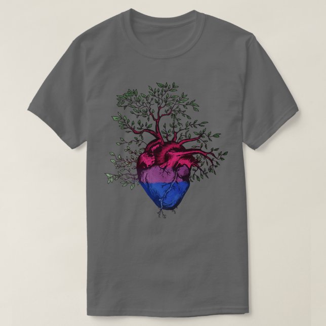 Camiseta Árvore Cardíaca Bissexual da Vida 1 (Frente do Design)