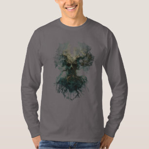 Camiseta Árvore Caveira Surrealista Escura de Manga Longa