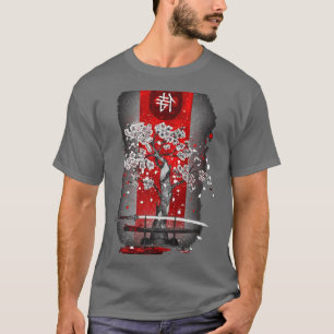 Camiseta Árvore cerejeira japonesa Samurai Katana Sword
