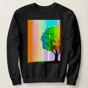 Camiseta Árvore colorida arco-íris e céu