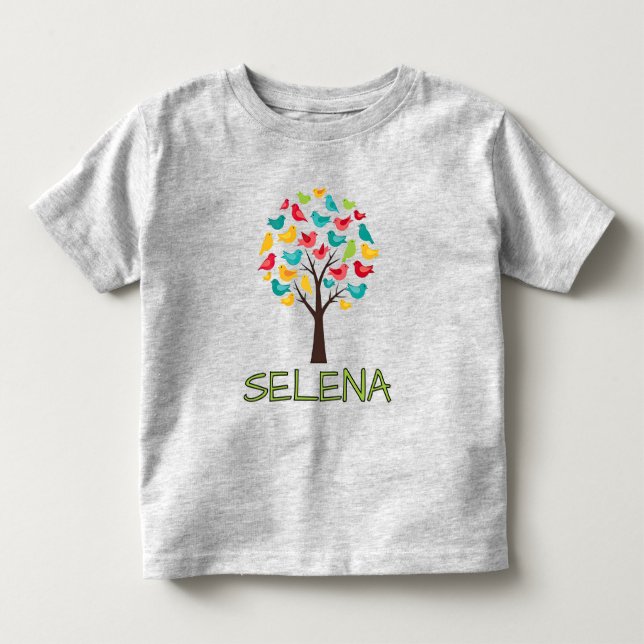 Camiseta Árvore Colorida com Pássaros (Frente)