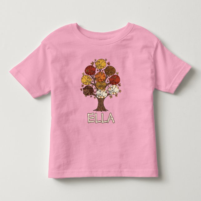 Camiseta Árvore Colorida de Outono dos Gatos (Frente)