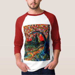 Camiseta Árvore Colorida E Pintura De Rio