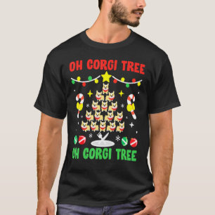 Camiseta Árvore Corgi Cachorro Fofo Mamãe Papai Natal