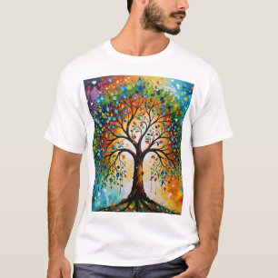 Camiseta Árvore Cósmica de Mitos - Arte Foliar Indiana