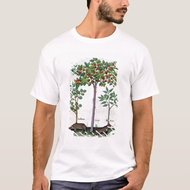 Camiseta Árvore da avelã Bush e de cereja (Frente)