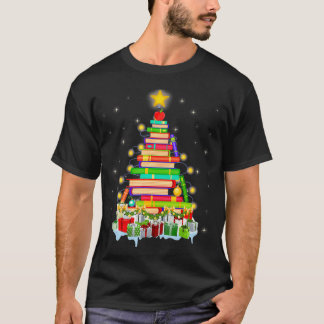 Camiseta Árvore da Biblioteca Xmas de Leitores de Livros Bi