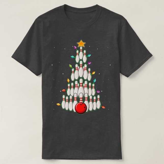 Camiseta Árvore da Boliche de Natal Engraçado T (Frente do Design)