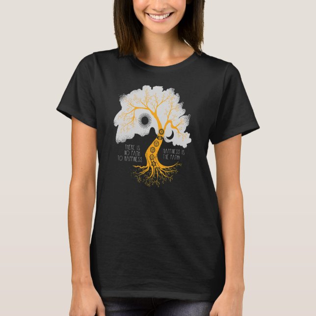 Camiseta Árvore da Vida Chakra simboliza felicidade (Frente)