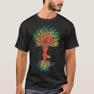 Camiseta Árvore da Vida com a Mulher Yoga Tee Chakra Haka Y