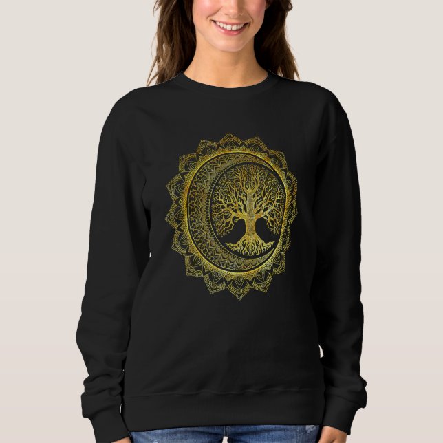 Camiseta Árvore Da Vida Cresente Moon Fases Florais Mandala (Frente)