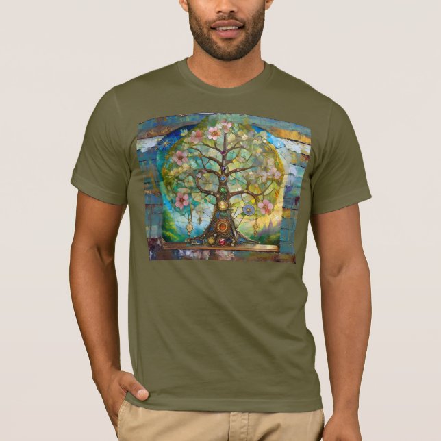 Camiseta Árvore Da Vida Em Flor Dos 7 Chakras (Frente)