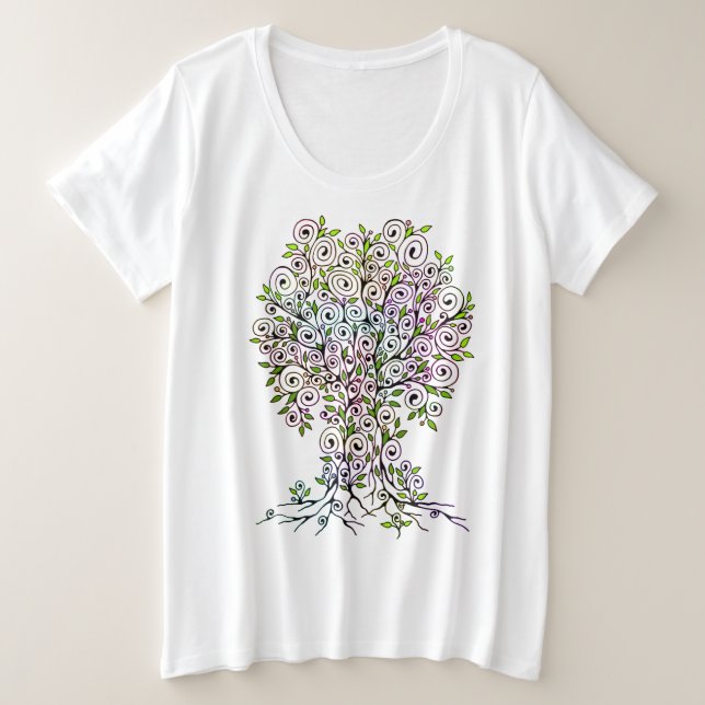 Camiseta Árvore da Vida - Espirais Saem Frutas 1 (Frente do Design)