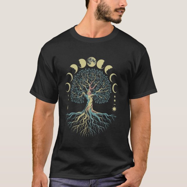 Camiseta Árvore da Vida Fases da Lua Como Acima Assim Abaix (Frente)